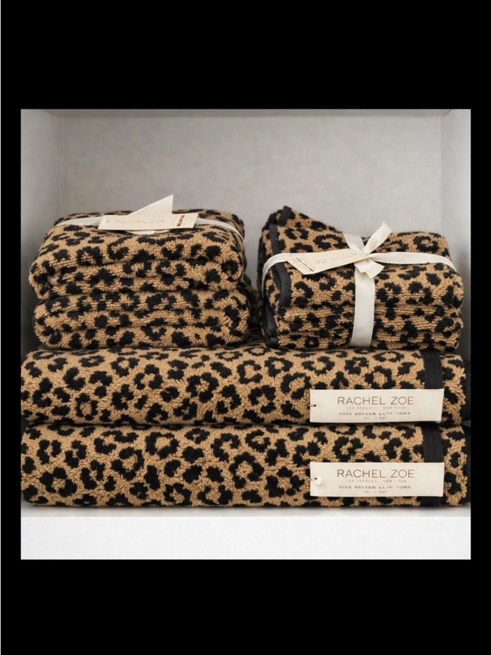NWT Rachel Zoe Classic Leopard Print 8-Piece Towel Set 100% Cotton